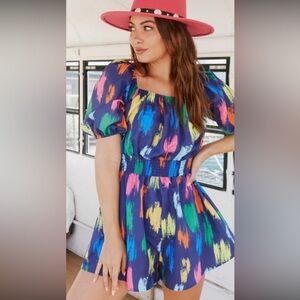 Fantastic fawn Colorful Abstract Print romper